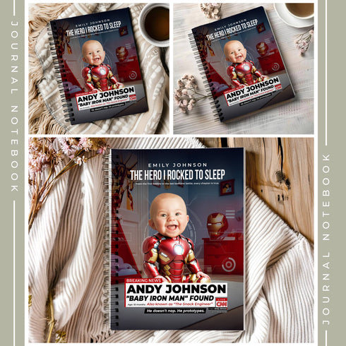 Personalized Baby Iron Man Notebook – Custom Superhero Journal with Photo & Name